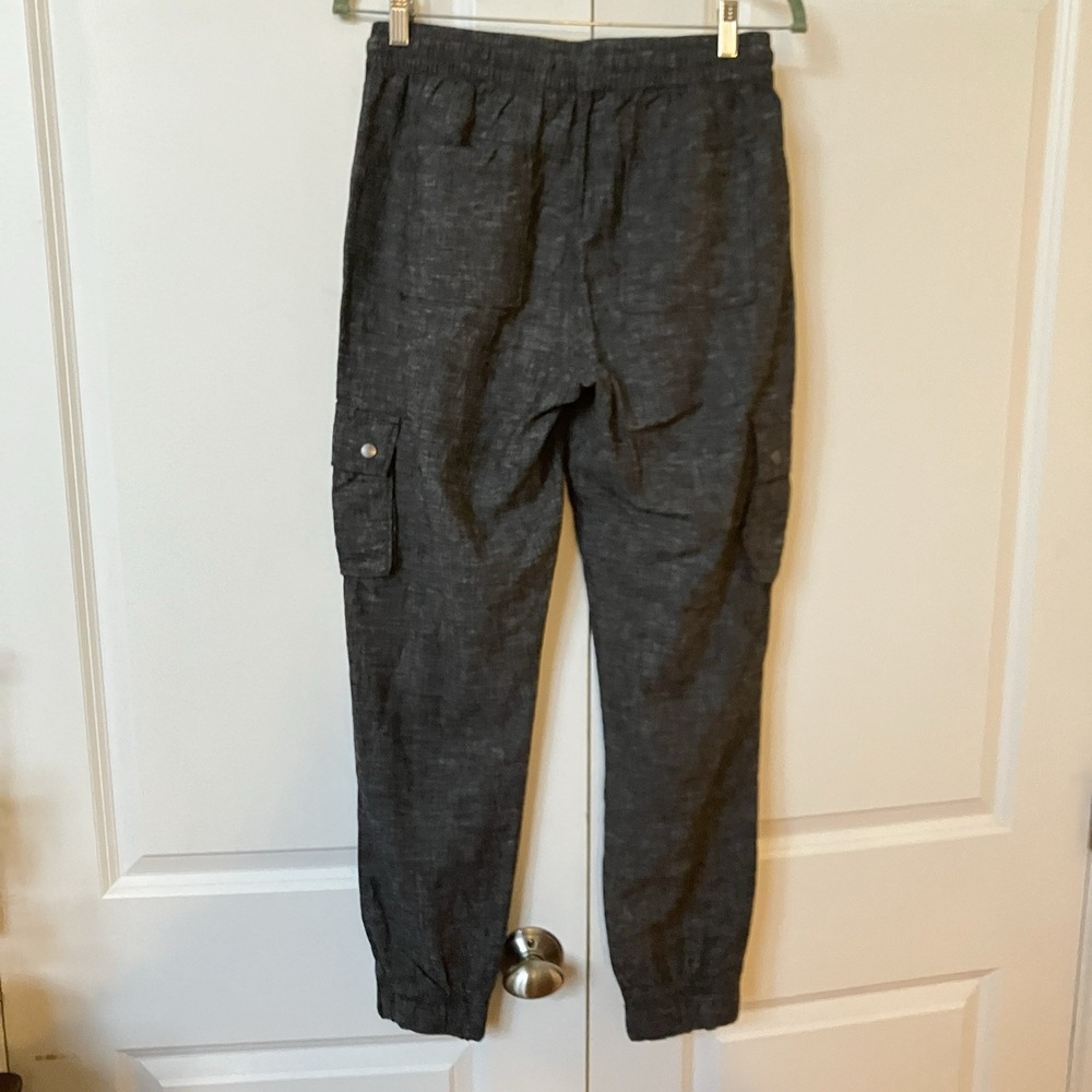 Silver Charlotte Joggers Womens S Heathered Black Gray Linen Blend Cargo Pull On - Picture 5 of 12